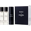 Bleu De Chanel Set-Eau De Toilette Spray Refillable 0.7 oz & Two Eau De Toilette Spray Refills 0.7 oz Each for men