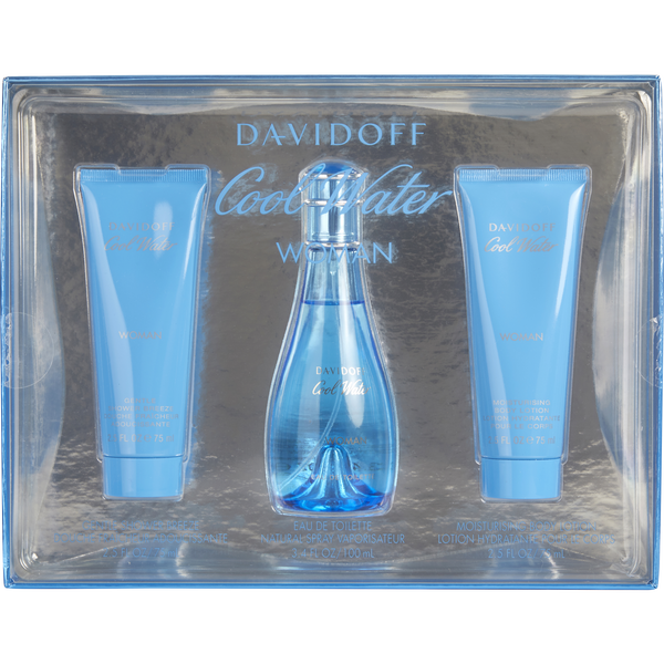 Cool Water Eau De Toilette Spray 3.4 oz & Body Lotion 2.5 oz & Shower Breeze 2.5 oz