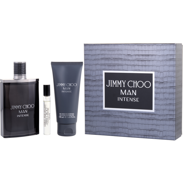 Jimmy Choo Intense by Jimmy Choo, Set-Eau De Toilette Spray 3.3 oz & Shower Gel 3.3 oz & Eau De Toilette Spray 0.25 oz Mini