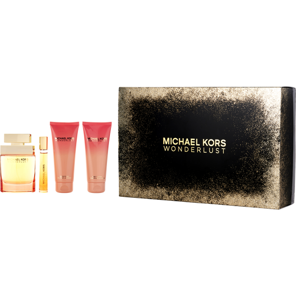 Michael Kors Wonderlust by Michael Kors, Eau De Parfum Spray 3.4 oz & Body Lotion 3.4 oz & Shower Gel 3.4 oz & Eau De Parfum Spray 0.33 oz Mini