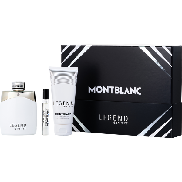 Mont Blanc Legend Spirit by Mont Blanc, Eau De Toilette Spray 3.3 oz & Shower Gel 3.3 oz & Eau De Toilette Spray 0.25 oz Mini