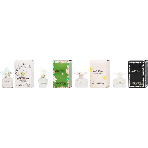 Marc Jacobs Variety by Marc Jacobs, 4 Piece Variety With Daisy Eau De Toilette 0.13 oz & Daisy Eau So Fresh Eau De Toilette 0.13 oz & Daisy Wild Eau De Parfum 0.13 oz & Perfect Eau De Parfum 0.16 oz