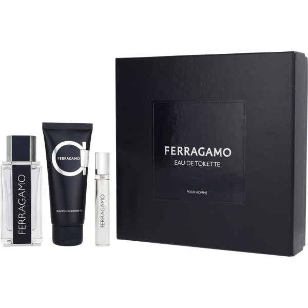 Ferragamo by Salvatore Ferragamo, Eau De Toilette Spray 3.4 oz & Shampoo And Shower Gel 3.4 oz & Eau De Toilette Spray 0.5 oz Mini, image 1 of 2