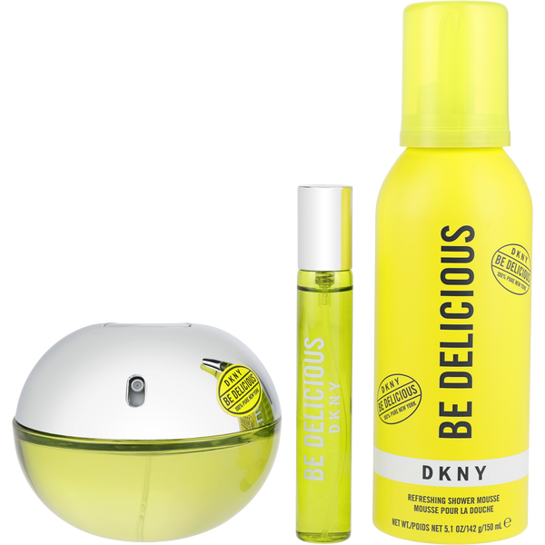 Dkny Be Delicious Eau De Parfum Spray 3.4 oz & Shower Mousse 5 oz & Eau De Parfum Spray 0.5 oz