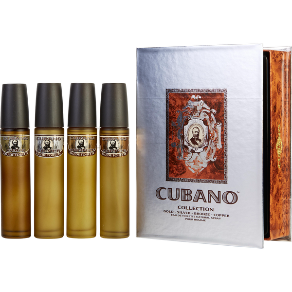 Cubano Variety by Cubano, 4 Piece Variety With Cubano Gold, Silver, Bronze & Copper And All Are Eau De Toilette Spray 2 oz