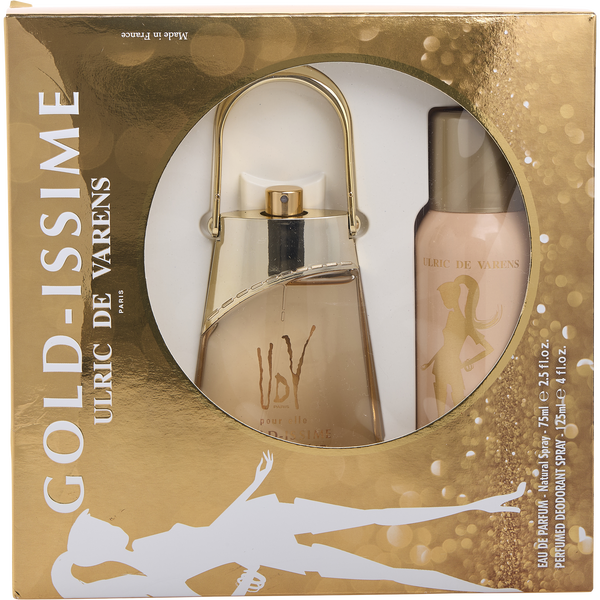 Udv Gold Issime by Ulric De Varens, Eau De Parfum 2.5 oz & Deodorant Spray 4 oz