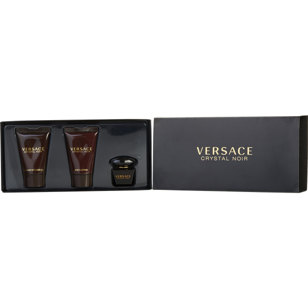 Versace Crystal Noir Eau De Toilette 0.17 oz Mini & Body Lotion 0.8 oz & Shower Gel 0.8 oz