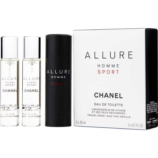 Allure Sport by Chanel, Eau De Toilette Spray Refillable 0.7 oz & Two Eau De Toilette Refills 0.7 oz Each