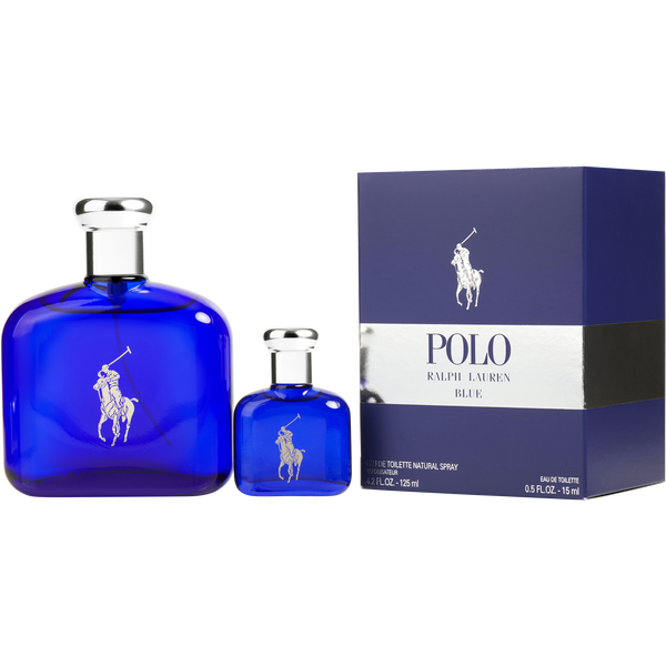 Polo Blue by Ralph Lauren, Eau De Toilette Spray 4.2 oz & Eau De Toilette 0.5 oz Mini