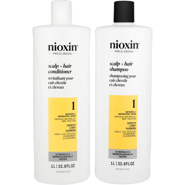 Nioxin by Nioxin, System 1 Scalp Therapy Conditioner And Cleanser Shampoo For Natural Hair With Light Thinning Liter Duo