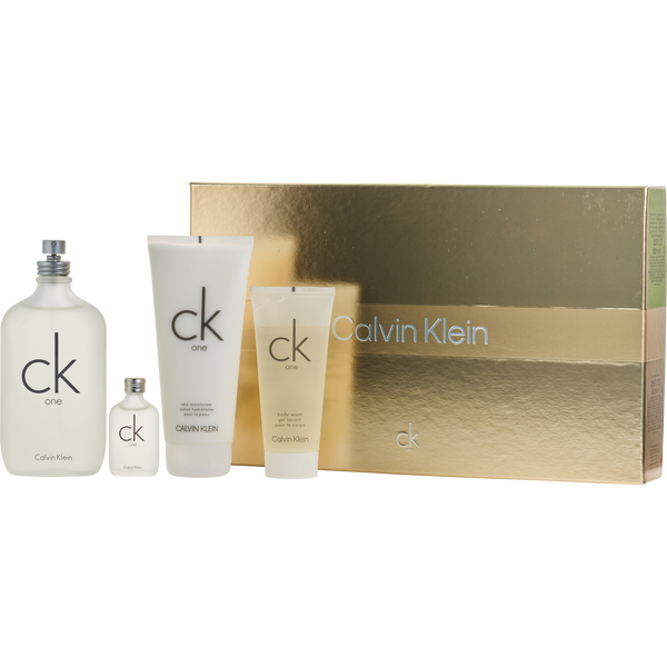Ck One by Calvin Klein, Eau De Toilette Spray 6.7 oz & Body Lotion 6.7 oz & Body Wash 3.4 oz & Eau De Toilette Spray 0.5 oz Mini, image 1 of 2