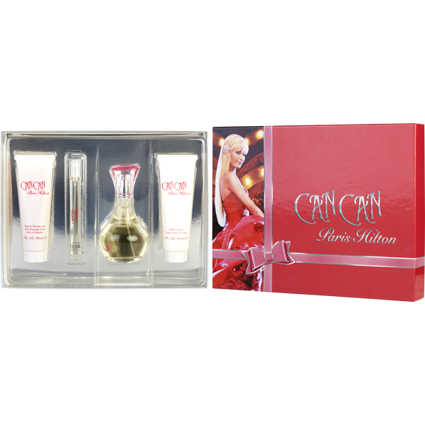 Paris Hilton Can Can by Paris Hilton, Eau De Parfum Spray 3.4 oz & Body Lotion 3 oz & Shower Gel 3 oz & Eau De Parfum Spray 0.34 oz Mini