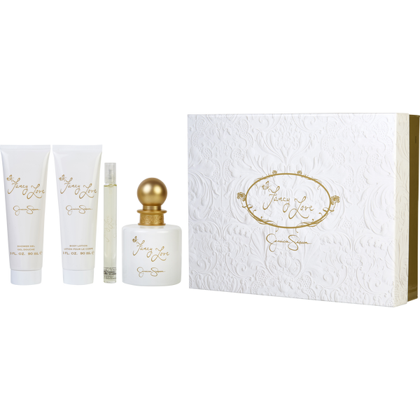 Fancy Love Eau De Parfum Spray 3.4 oz & Body Lotion 3 oz & Shower Gel 3 oz & Eau De Parfum Spray Mini 0.34 oz