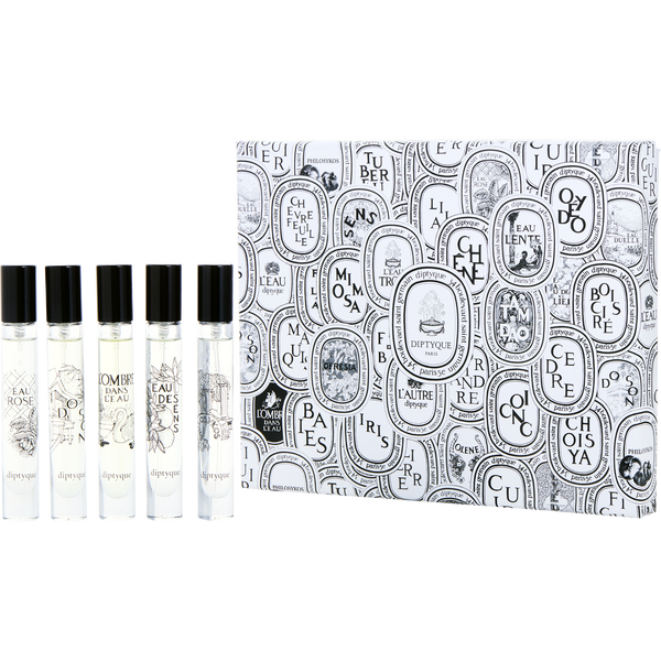 Diptyque Variety by Diptyque, Diptyque Do Son & Diptyque Eau Des Sens & Diptyque Philosykos & Diptyque L'Ombre Dans L'Eau & Diptyque Eau Rose And All Are Eau De Toilette 0.25 oz Minis