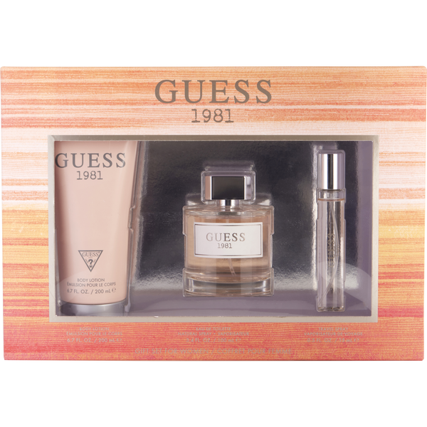 Guess 1981 by Guess, Eau De Toilette Spray 3.4 oz & Body Lotion 6.7 oz & Eau De Toilette Spray 0.5 oz Mini
