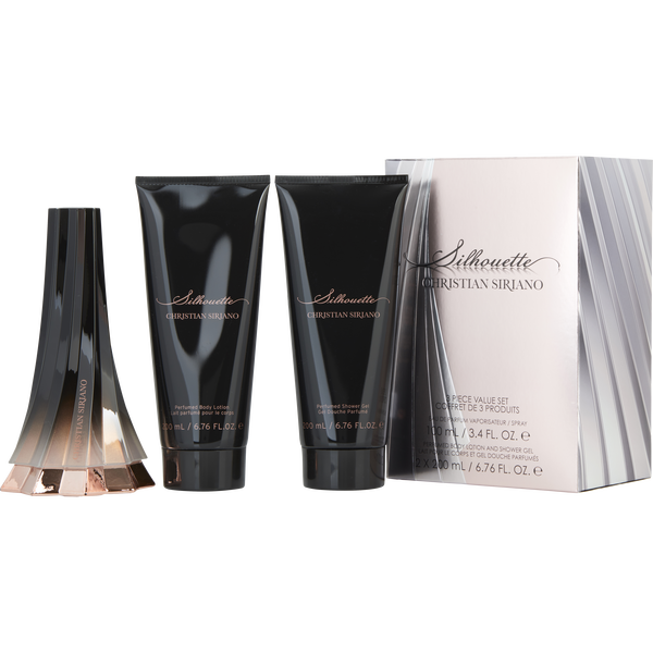 Christian Siriano Silhouette by Christian Siriano, Eau De Parfum Spray 3.4 oz & Body Lotion 6.7 oz & Shower Gel 6.7 oz