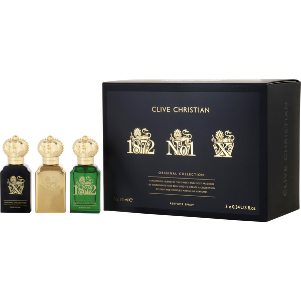 Clive Christian Variety Original Collection Set-Clive Christian 1872 & Clive Christian No 1 & Clive Christian X All Are Perfume Spray 0.3 oz Mini