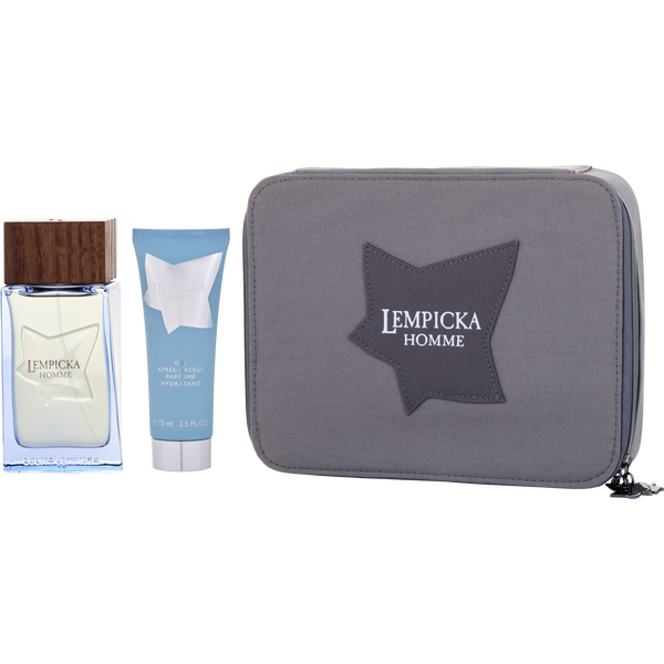 Lolita Lempicka Homme by Lolita Lempicka, Eau De Toilette Spray 3.4 oz & Aftershave Gel 2.5 oz & Toiletry Bag