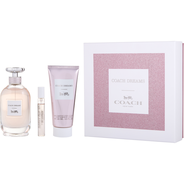 Coach Dreams by Coach, Eau De Parfum Spray 3 oz & Body Lotion 3.3 oz & Eau De Parfum Spray 0.25 oz Mini
