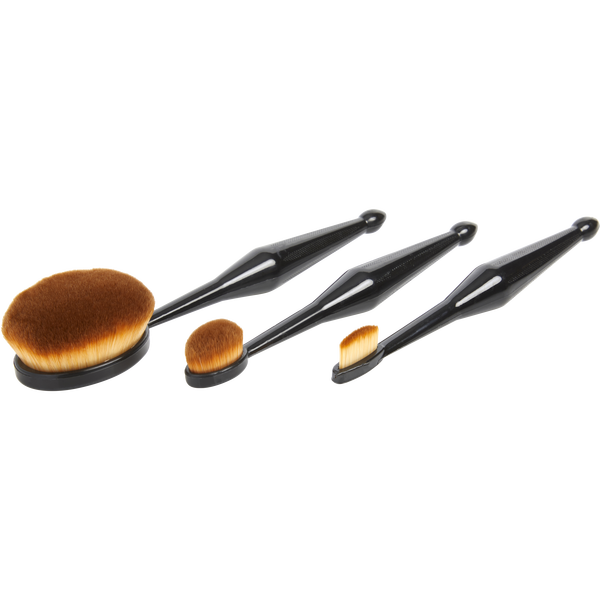 Qentissi by Qentessi, Make Up Oval Brush Set: Small Straight Shaped Brush + Medium Oval Shaped Brush + Large Oval Shaped Brush 3pcs