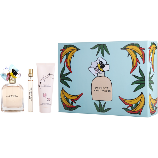 Marc Jacobs Perfect by Marc Jacobs, Eau De Parfum Spray 3.3 oz & Body Lotion 2.5 oz & Eau De Parfum Spray 0.33 oz Mini