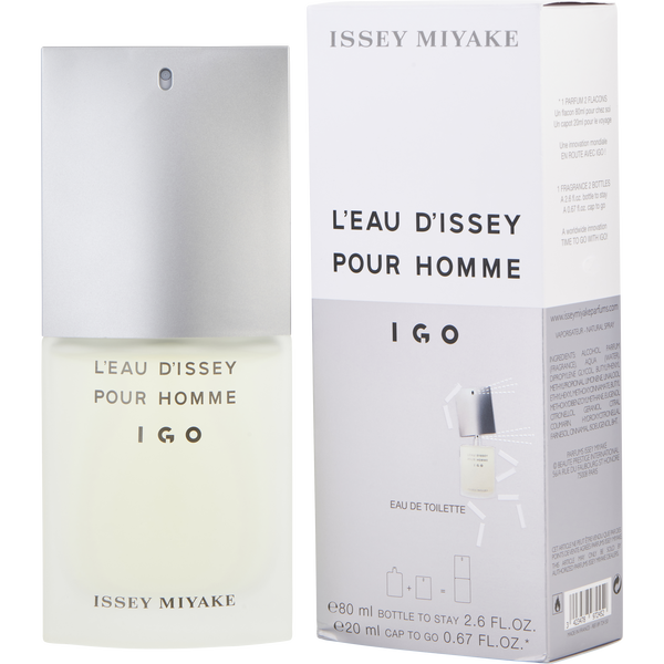 L'Eau d'Issey by Issey Miyake, I Go Eau De Toilette Spray 2.6 oz (Bottle) & Eau De Toilette Travel Spray 0.67 oz (Cap)