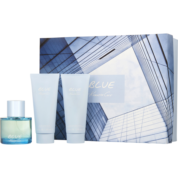 Kenneth Cole Blue by Kenneth Cole, Eau De Toilette Spray 3.4 oz & Aftershave Balm 3.4 oz & Hair And Body Wash 3.4 oz