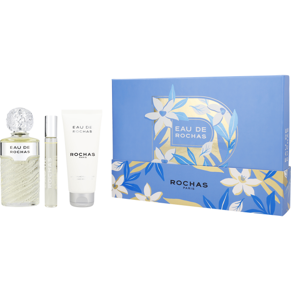 Eau De Rochas by Rochas, Eau De Toilette Spray 3.3 oz & Body Lotion 3.3 oz & Eau De Toilette Spray 0.68 oz Mini, image 1 of 2