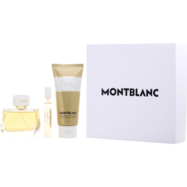 Mont Blanc Signature Absolue by Mont Blanc, Eau De Parfum Spray 3 oz & Body Lotion 3.3 oz & Eau De Parfum Spray 0.25 oz Mini