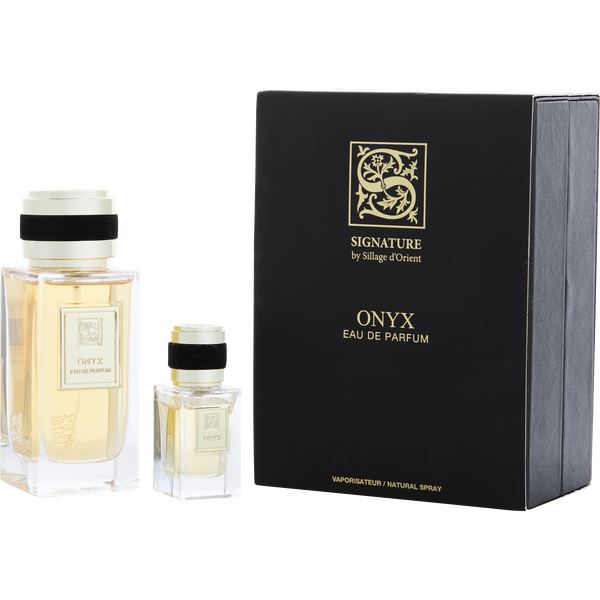 Signature Onyx by Sillage d'Orient, Eau De Parfum Spray 3.3 oz & Eau De Parfum Spray 0.5 oz & Funnel