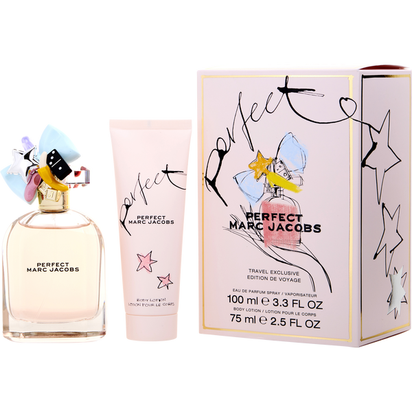 Marc Jacobs Perfect Eau De Parfum Spray 3.3 oz & Body Lotion 2.5 oz (Travel Set)