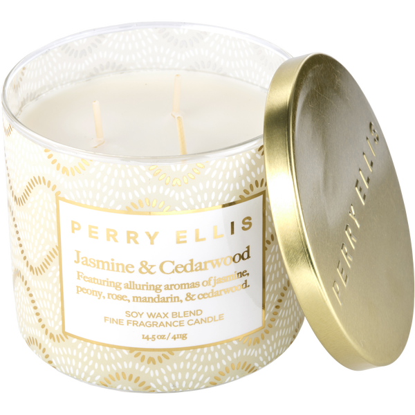 Perry Ellis Jasmine & Cedarwood by Perry Ellis, Scented Candle 14.5 oz