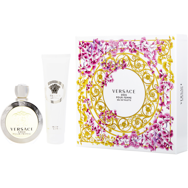 Versace Eros Pour Femme by Gianni Versace, Eau De Toilette Spray 3.4 oz & Body Lotion 5 oz