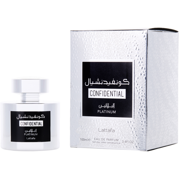 Lattafa Confidential Platinum by Lattafa, Eau De Parfum Spray 3.4 oz