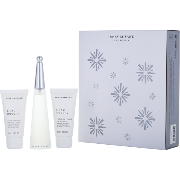 L'Eau d'Issey Eau De Toilette Spray 1.6 oz & Body Lotion 1.6 oz & Shower Cream 1.6 oz (Christmas 2023 Edition)