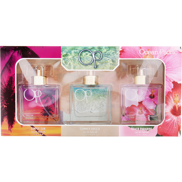 Ocean Pacific Variety by Ocean Pacific, 3 Piece Variety Set Includes Simply Sun & Summer Breeze & Beach Paradise And All Are Eau De Parfum Spray 1 oz