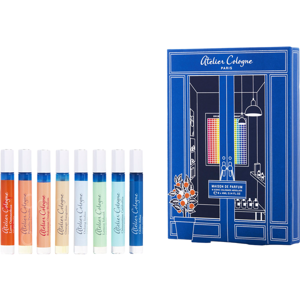 Atelier Cologne Variety by Atelier Cologne, 8 Piece Mini Variety With Love Osmanthus & Pomelo Paradis & Bohemian Orange Blossom & Orange Sanguine & Oolang Infini & Lemon Island & Clementine California & Cedre Atlas And All Are Cologne Spray 0.14 oz Minis