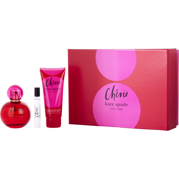 Kate Spade Cherie by Kate Spade, Eau De Parfum Spray 3.3 oz & Body Lotion 3.3 oz & Eau De Parfum Spray 0.25 oz Mini
