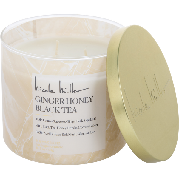 Nicole Miller Ginger Honey Black Tea by Nicole Miller, Soy Wax Blend Candle 14.5 oz