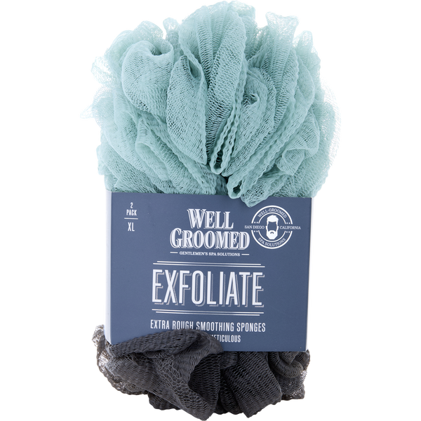 Spa Accessories by Spa Accessories, Exfoliate Extra Rough Smoothing Sponges 2 Pack - Charcoal/Marine Mist