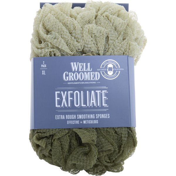 Spa Accessories by Spa Accessories, Exfoliate Extra Rough Smoothing Sponges 2 Pack - Light Olive/Army Green