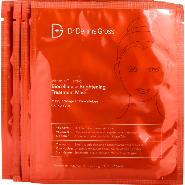 Dr Dennis Gross by Dr. Dennis Gross, Vitamin C Lactic Brightening Biocellulose Treatment Mask 4pcs