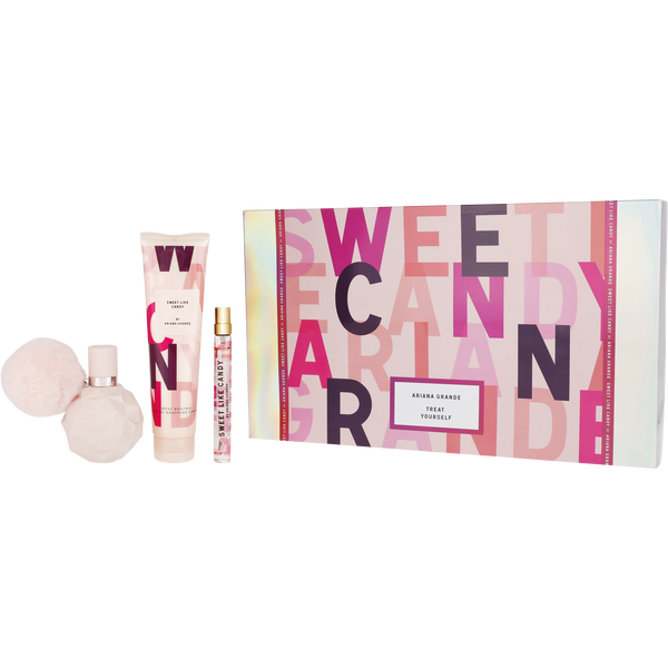 Sweet Like Candy By Ariana Grande by Ariana Grande, Eau De Parfum Spray 1.7 oz & Body Souffle 3.4 oz & Eau De Parfum Travel Spray 0.33 oz Mini, image 1 of 2