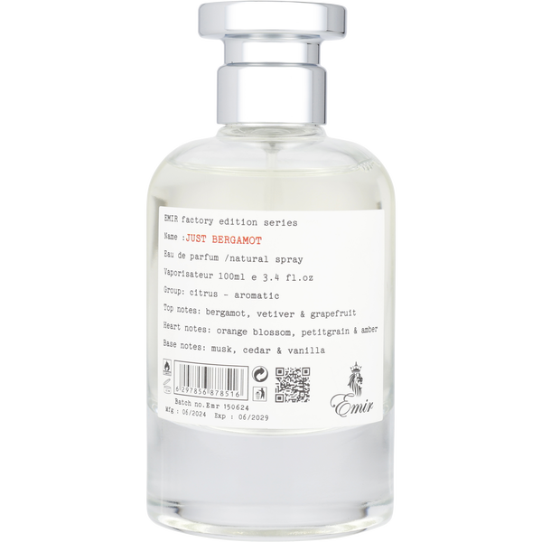 Emir Just Bergamot by Emir, Eau De Parfum Spray (Factory Edition) 3.4 oz