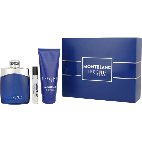 Mont Blanc Legend Blue by Mont Blanc, Eau De Parfum Spray 3.3 oz & Shower Gel 3.4 oz & Eau De Parfum Spray 0.25 oz Mini, image 1 of 2