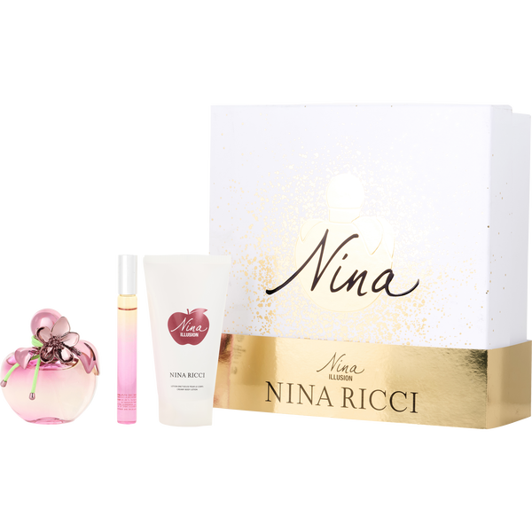 Nina Illusion by Nina Ricci, Eau De Parfum Spray 2.7 oz & Body Lotion 2.5 oz & Eau De Parfum Spray 0.33 oz Mini, image 1 of 2