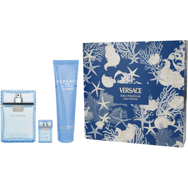Versace Man Eau Fraiche by Gianni Versace, Eau De Toilette Spray 3.4 oz & Shower Gel 5 oz & Eau De Toilette 0.17 oz Mini, image 1 of 2