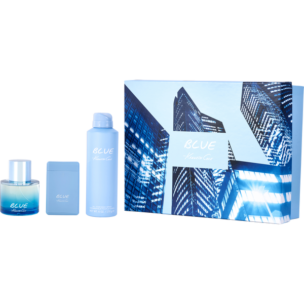 Kenneth Cole Blue by Kenneth Cole, Eau De Toilette Spray 3.4 oz & All Over Body Spray 6 oz & Eau De Toilette Spray 0.6 oz, image 1 of 2