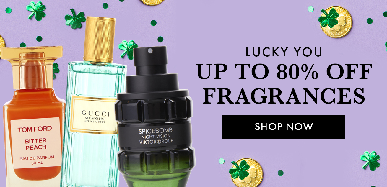 lucky you, up to 80% off fragrances, shop now