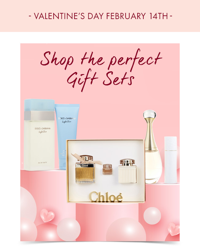 Valentine's Day February 14th. Shop The Perfect Gift Sets